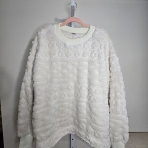 NWT Free People Cable Knit Sweatshirt Ivory Combo Size Small